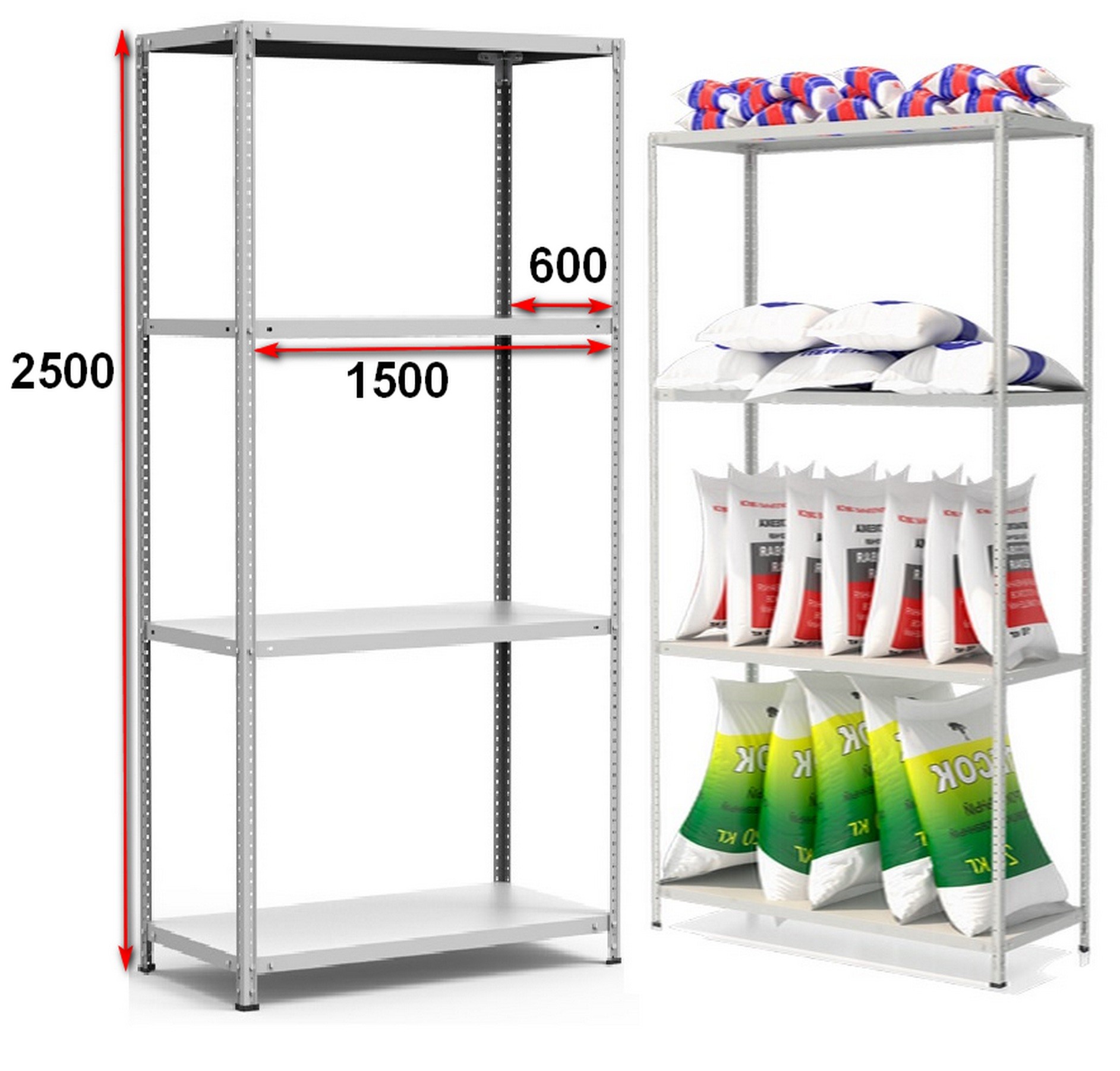 Стеллаж металлический до 100 кг, 4 полки Металл-завод СТФ 1564-2,5 2500х1500х600 мм - фото