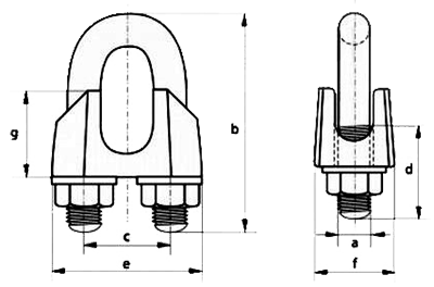 DIN 1142 Зажим канатный тросовый - чертеж, схема