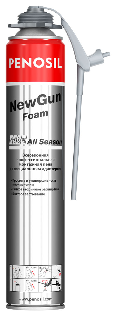 Полиуретановая пена с уникальным аппликатором PENOSIL NewGun Foam All Season 750 мл 16446
