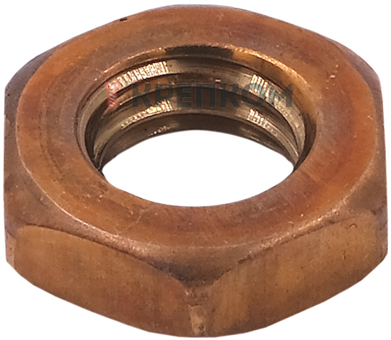 Гайка низкая DIN 439 тип B с фаской, бронза (Silicon bronze) - фото