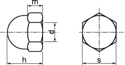 Латунная гайка DIN 1587 схема