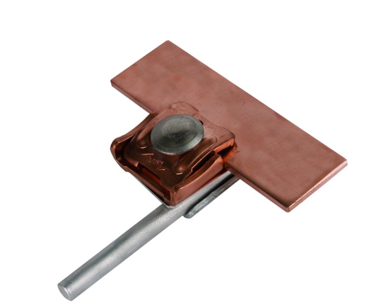 Биметаллическая фальцевая клемма для медного фальца 0,7-8 мм, оцинкованная сталь/медь - фото