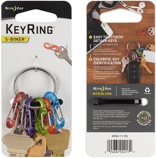Набор карабинов для ключей Nite Ize KeyRing S-biner KRG2-11-R3, 6 шт, пластик - фото