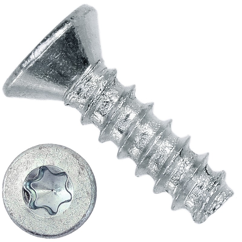 Саморез с потайной головкой  и шлицем TORX, ISO 14586 (DIN 7982) форма F, оцинкованная сталь - фото