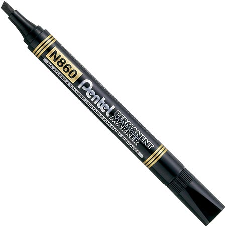 Перманентный маркер скошенный 1,5/4,5 мм Pentel N860-A, черный - фото