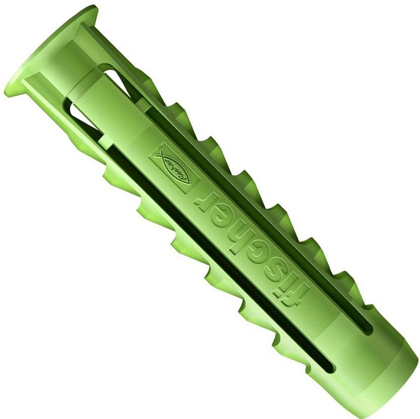 Дюбель SX Green 6x30 Fischer 532714 с кромкой, зелёный нейлон, 30 шт в блистере - фото