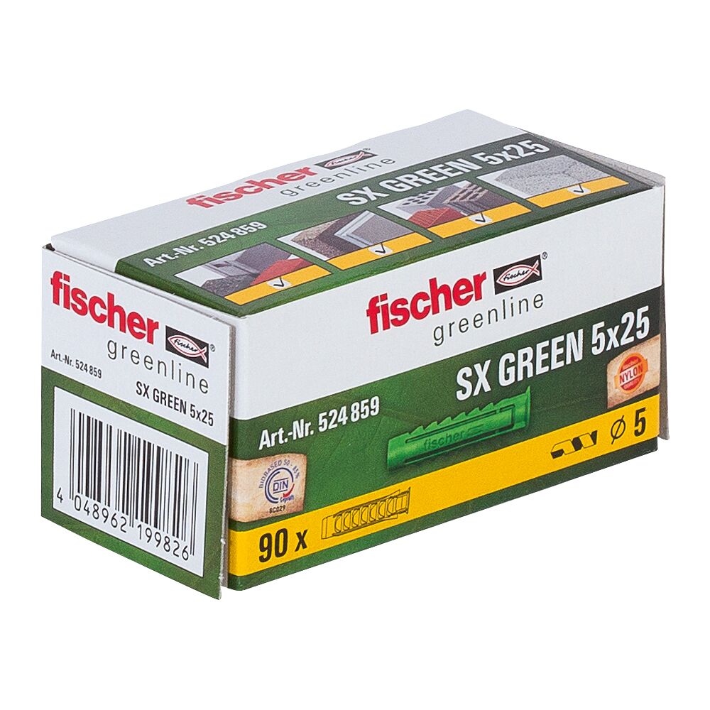 Дюбель Fischer SX/SX Green с кромкой, нейлон - фото