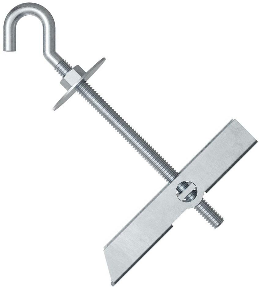 Дюбель самоустанавливающийся для листовых материалов VH M4 Fischer 015026, с круглым крюком, оцинкованная сталь, 2 шт в блистере - фото