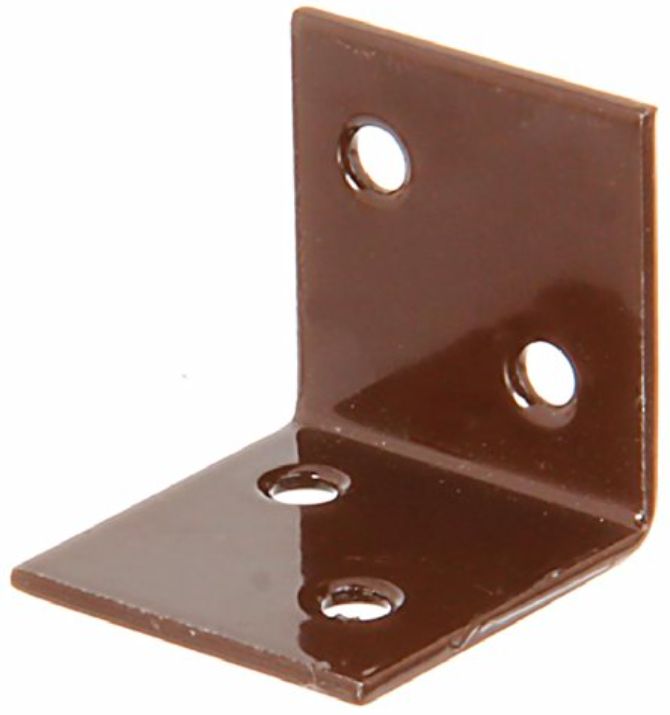 Уголок крепежный мебельный 30х30х30 мм Gah Alberts 332617, сталь с коричневым пластмассовым покрытием - фото