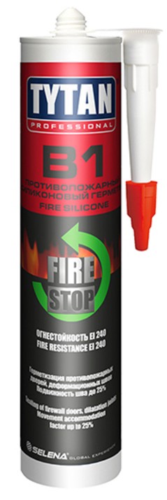 Герметик силиконовый огнестойкий 280 мл TYTAN Professional B1 Fire Silicone 59918, белый - фото