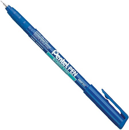 Супертонкий перманентный маркер 0,4 мм Pentel NMF50-C, синий  - фото