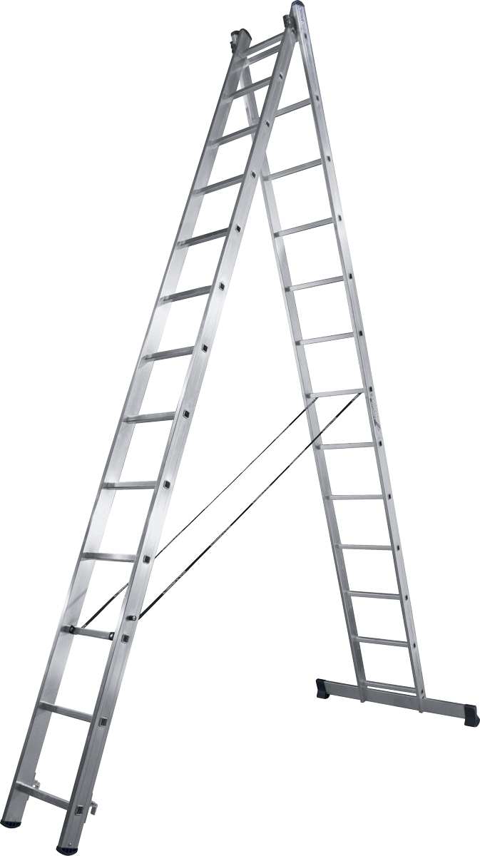 Двухсекционная универсальная лестница Алюмет H2, алюминий