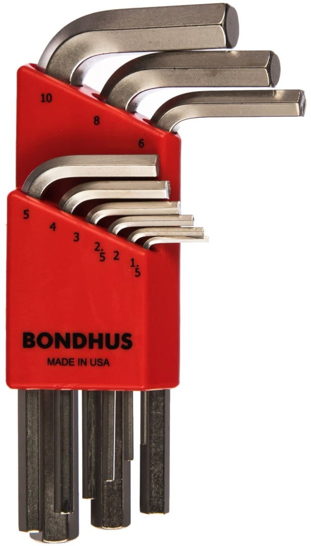 Набор шестигранных ключей (1,5-10 мм) Bondhus BriteGuard 16299, 9 штук, хромированные