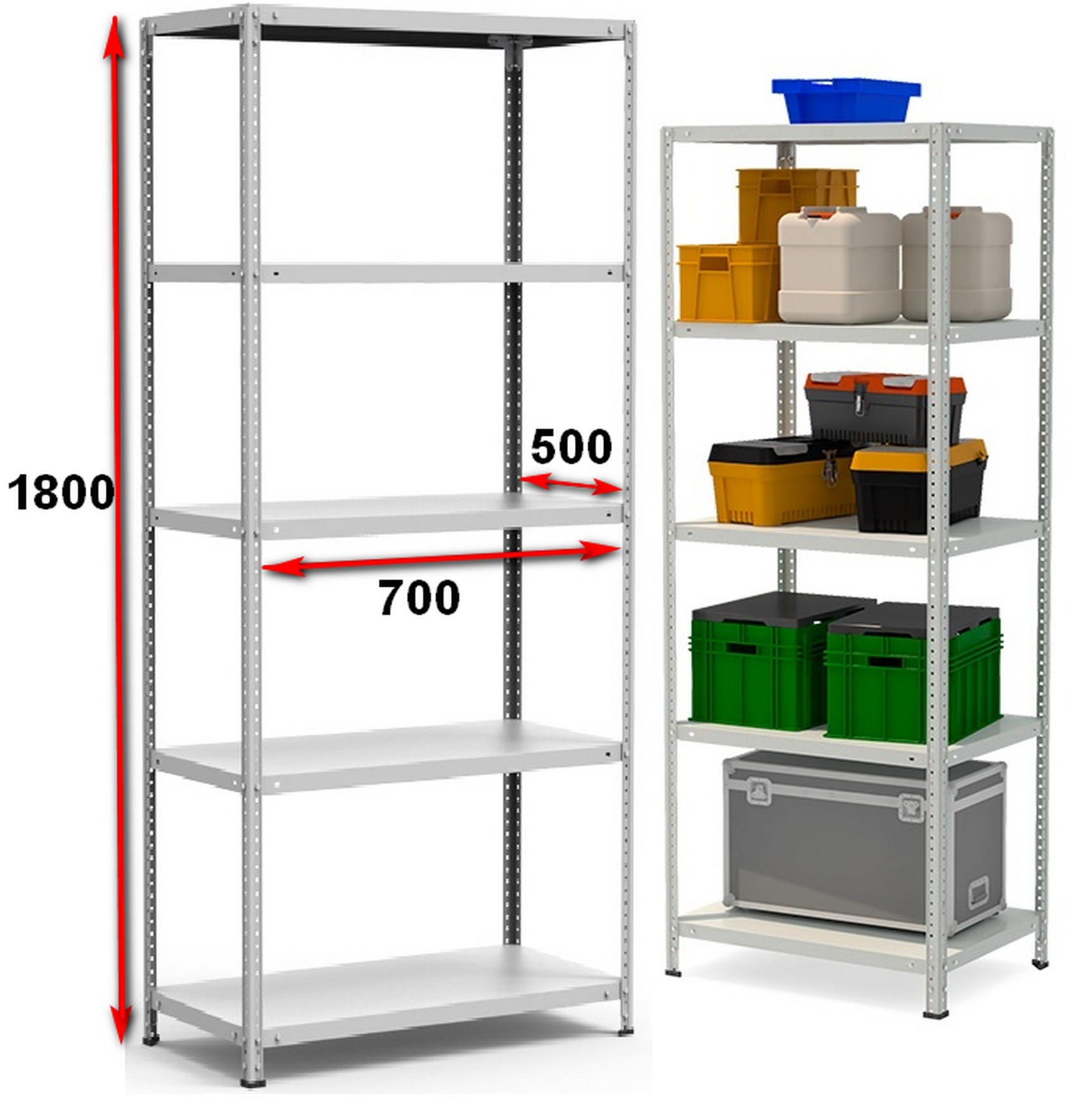 Стеллаж металлический до 150 кг, 5 полок Металл-завод СТФ 755-1,8 1800х700х500 мм - фото