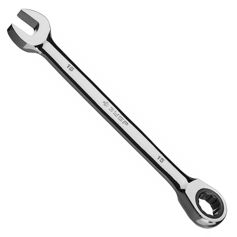 Комбинированный гаечный ключ трещоточный 15 мм, ЗУБР 27074-15 z01 - фото