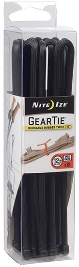 Набор гибких стяжек Nite Ize Gear Tie - 12"  (черные), 12 шт - фото