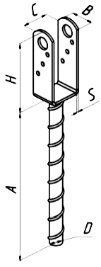 Основание колонны бруса U-образное 100х40х20х200 толщина 4 мм Петротех, оцинкованная сталь - фото