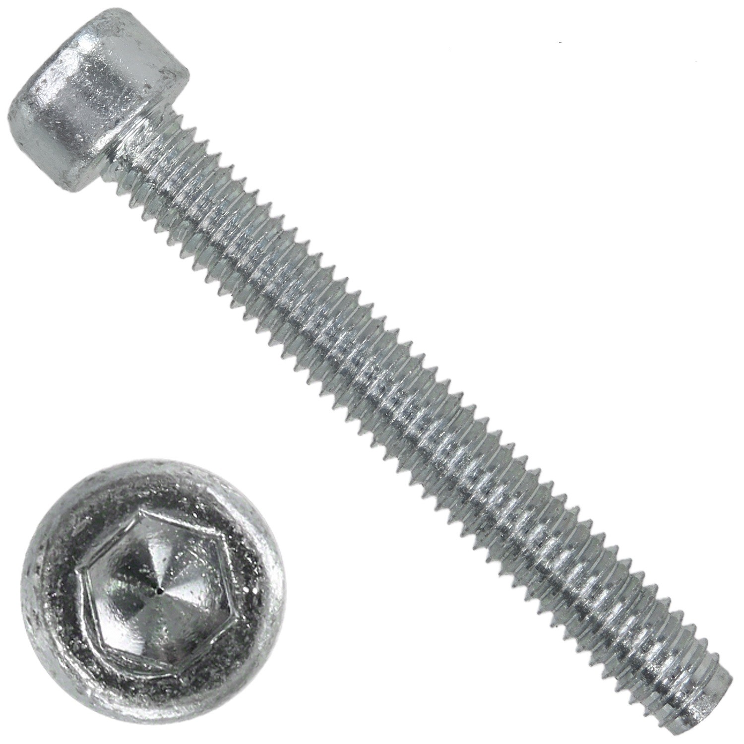 Винт резьбовыдавливающий с цилиндрической головкой и внутренним шестигранником DIN 7500 form E, оцинкованная сталь - фото