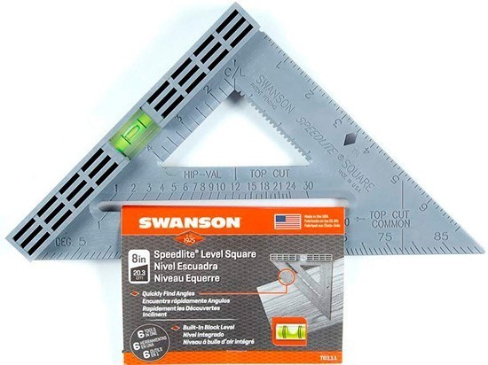 Дюймовый угольник-транспортир с уровнем Swanson Speedlite Level SQ 8" (T0111), пластик - фото