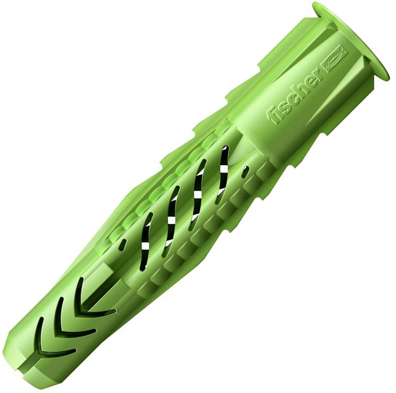 Универсальный дюбель UX 10х60 R с кромкой Fischer 532696, зелёный нейлон, 6 шт в блистере - фото