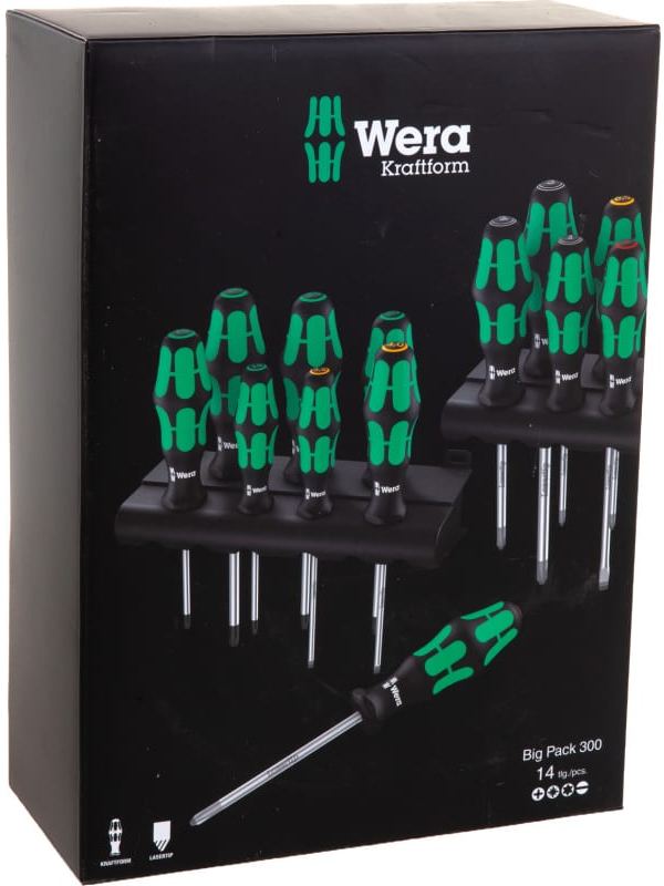 Набор отверток WERA Kraftform Big Pack 300 (WE-105630), 14 предметов - фото