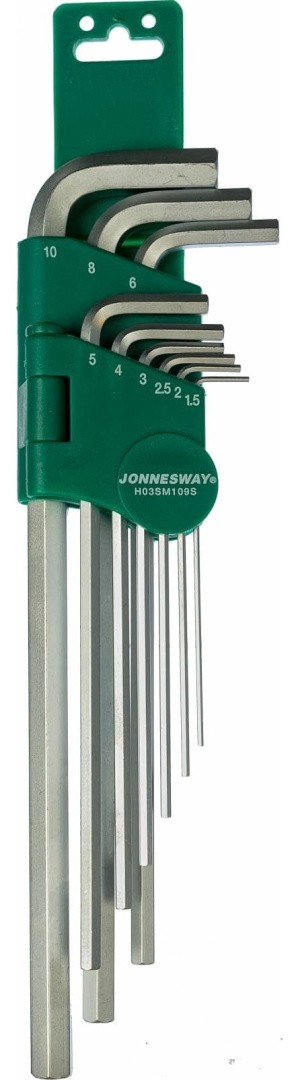 Комплект шестигранных ключей (1,5-10 мм) EXTRA LONG Jonnesway H02SM109SL, 9 штук - фото