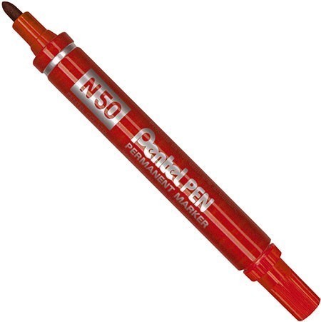Перманентный ударопрочный маркер 2 мм Pentel Pen N50-B, красный - фото