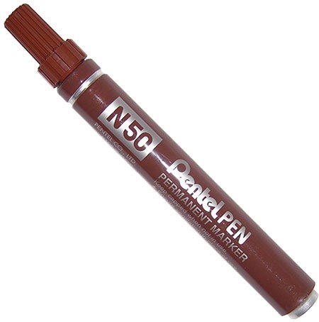 Перманентный ударопрочный маркер 2 мм Pentel Pen N50-E, коричневый - фото