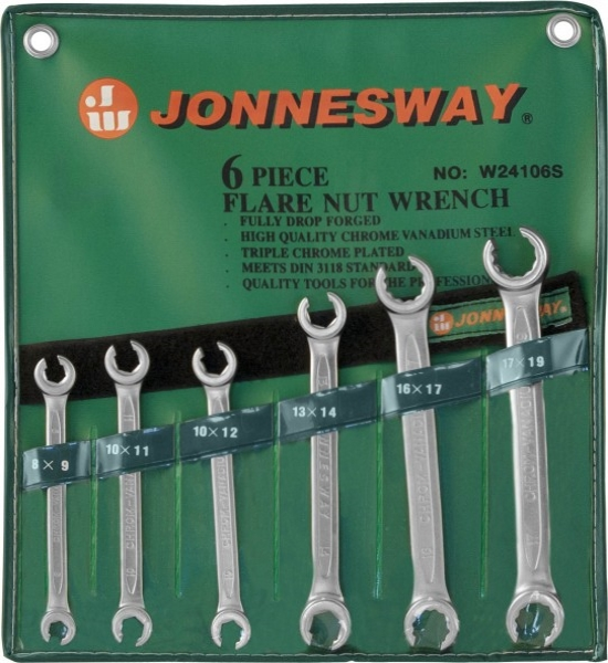 Набор гаечных разрезных ключей в сумке, 8-19 мм, 6 предметов Jonnesway W24106S - фото