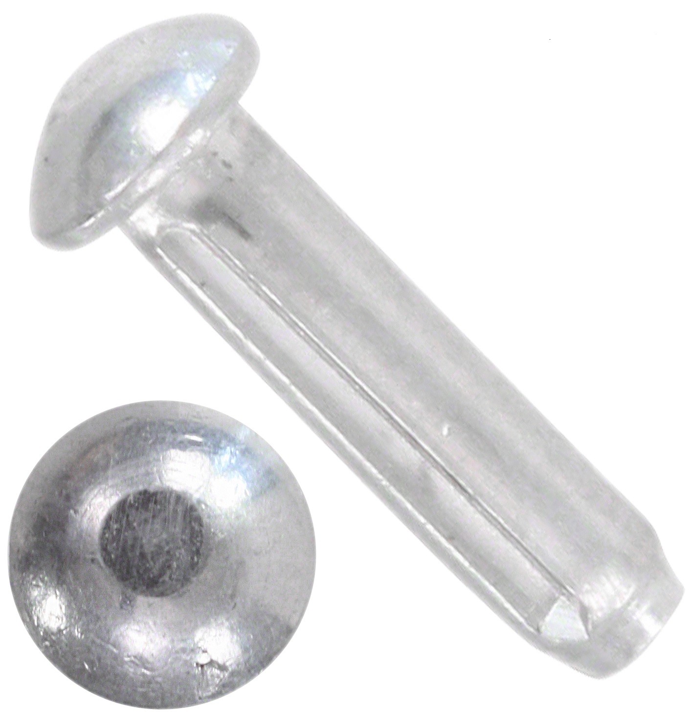 Штифт (заклёпка) цилиндрический DIN 1476 form A с полукруглой головкой, алюминий - фото