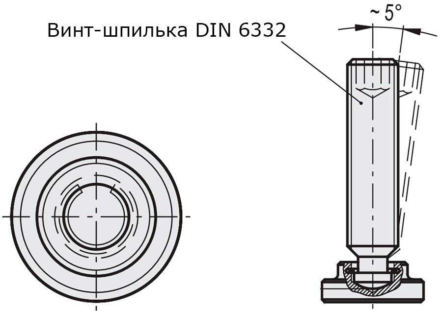 Колодка упорная со стопорным кольцом DIN 6311 S для шпилек с цапфой - фото