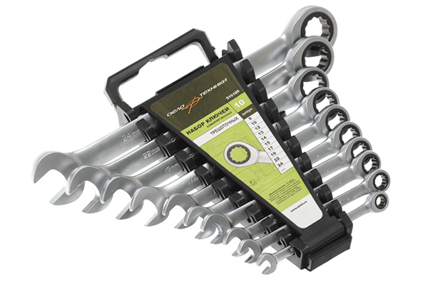 Набор комбинированных трещоточных гаечных ключей Дело Техники 8-17 мм (холдер) 515060 - фото