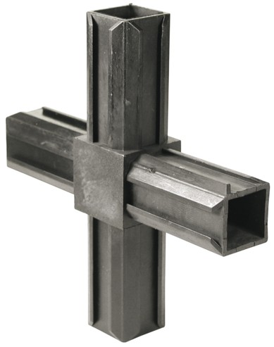 Соединитель 4-палый крестообразный для труб 20х20 мм Gah Alberts 426392, полиамид - фото