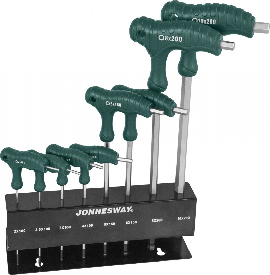 Комплект шестигранных двусторонних ключей (2-10 мм) с шаром Jonnesway H10MB08S, 8 штук - фото