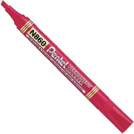 Перманентный маркер скошенный 1,5/4,5 мм Pentel N860-B, красный - фото