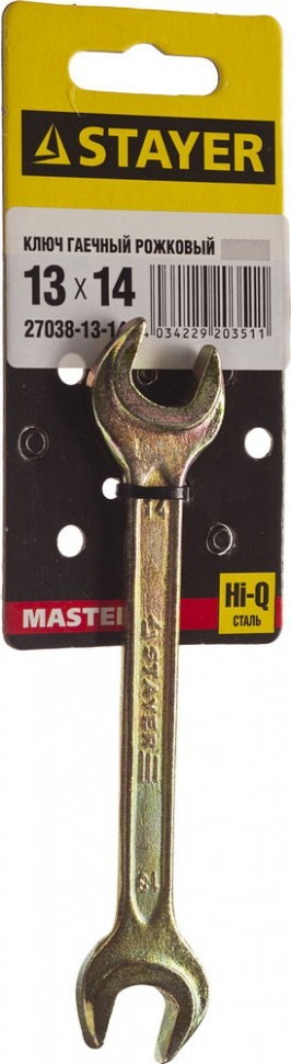 Рожковый гаечный ключ 13х14 мм, STAYER "MASTER" 27038-13-14 - фото