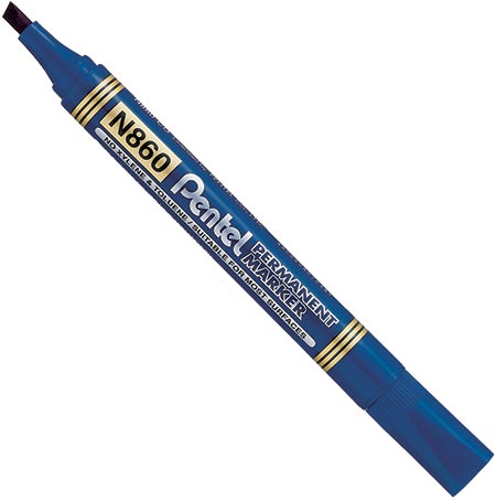 Перманентный маркер скошенный 1,5/4,5 мм Pentel N860-C, синий - фото