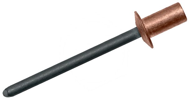 Заклепка вытяжная медь/сталь со стандартным бортиком, закрытая 4,8х9,5 - фото