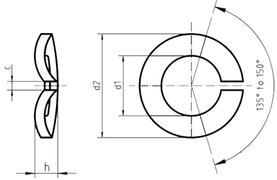 DIN 128А Шайба одновитковая пружинная - чертеж, схема