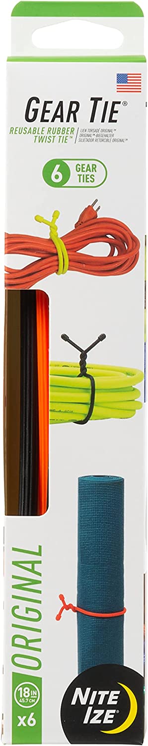 Гибкие стяжки (хомуты) Nite Ize Gear Tie - 18" GTPP18-A1-R8, цветные, 6 шт - фото