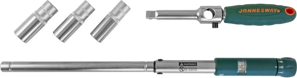 Ключ баллоный инерционный с динамометрической рукояткой, 70-170 Н/м и торцевыми головками 17, 19, 21 мм Jonnesway T02170 - фото