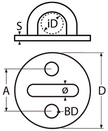Обушок на круглой пластине 8353 - чертеж, схема, размеры