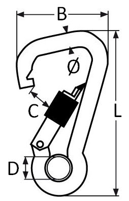 карабин асимметричный с муфтой и кольцом 8951 схема, чертеж