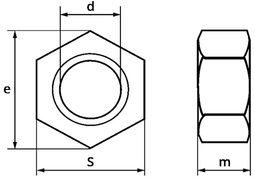 Гайка шестигранная DIN 934 - схема и размеры