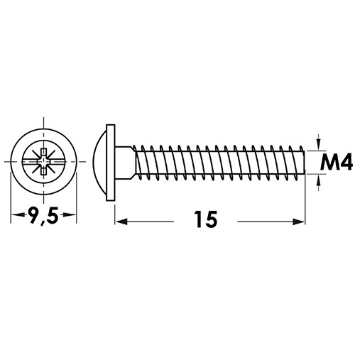 Стяжка межсекционная "папа", M4 X 15 - размеры