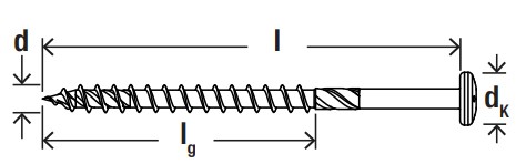 Шуруп полукруглый по дереву fischer FPF II PTP неполная резьба шлиц TX - схема, чертеж