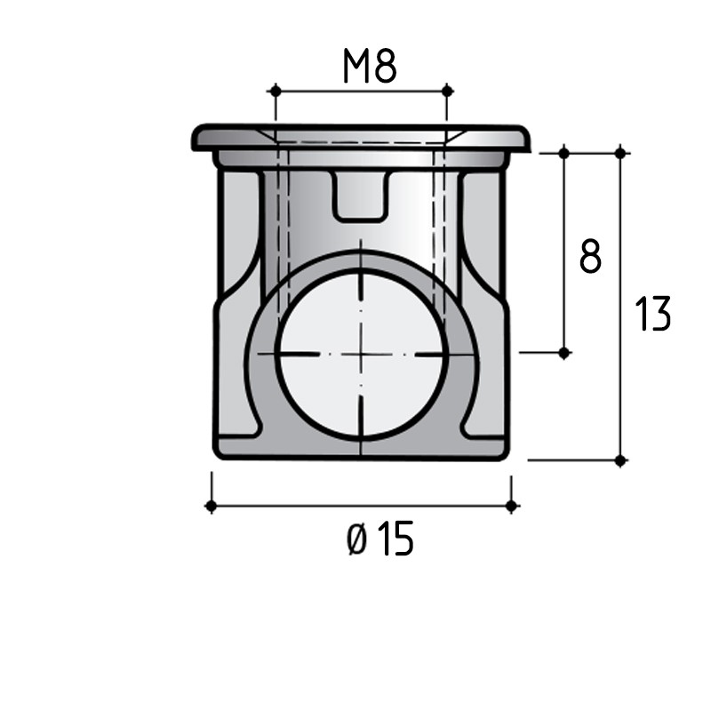Стяжка коническая D15 для плит толщиной от 16 мм - размеры