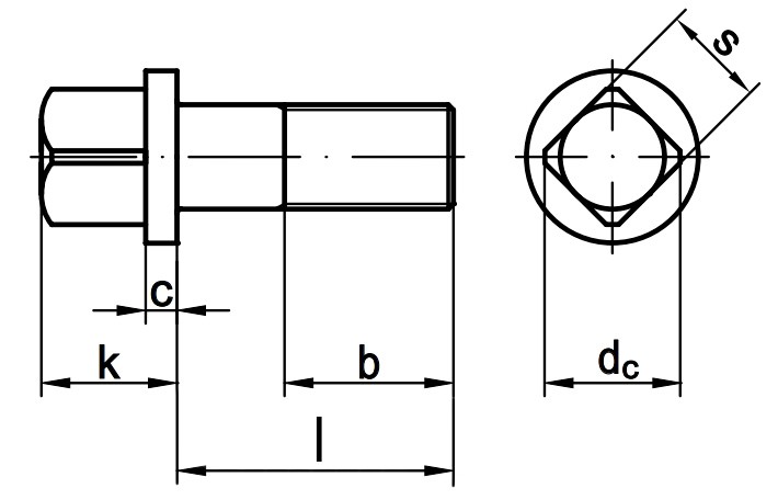 Винт установочный с квадратной головкой и буртиком DIN 478 схема