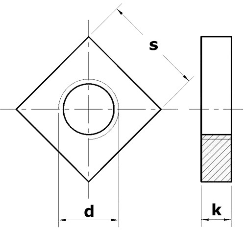 Гайка квадратная DIN 562 - чертеж