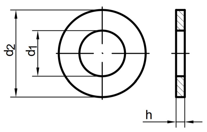 Шайба плоская DIN126 - схема, чертеж